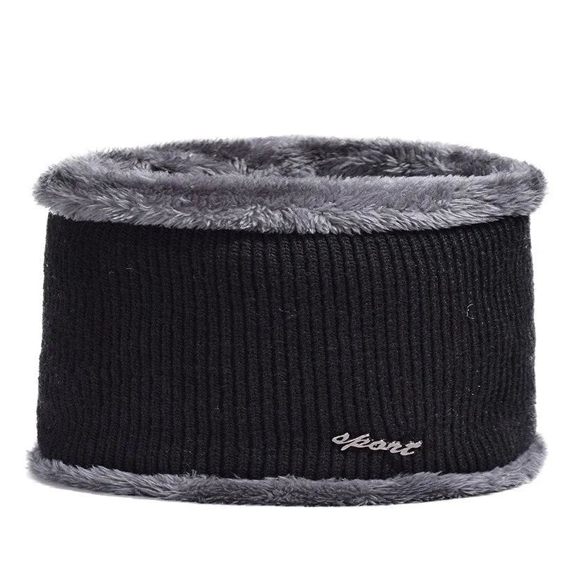 Men's Winter Knitted Hat with Ear Protection and Windproof Visor, Thick Cycling Scarf Cap