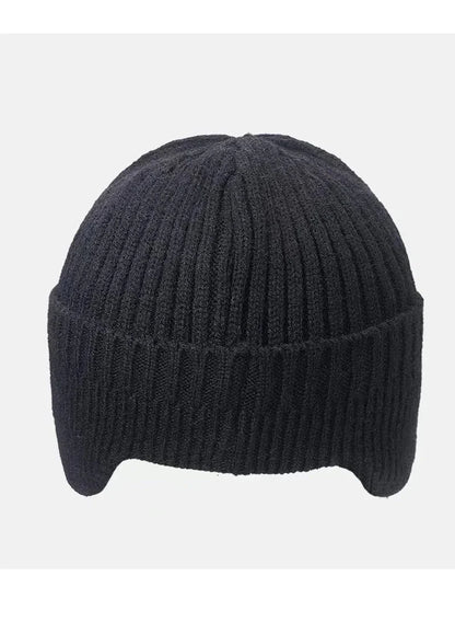 Men's Winter Knitted Hat with Ear Protection and Windproof Visor, Thick Cycling Scarf Cap