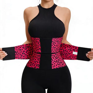 Elastic leopard print rose red